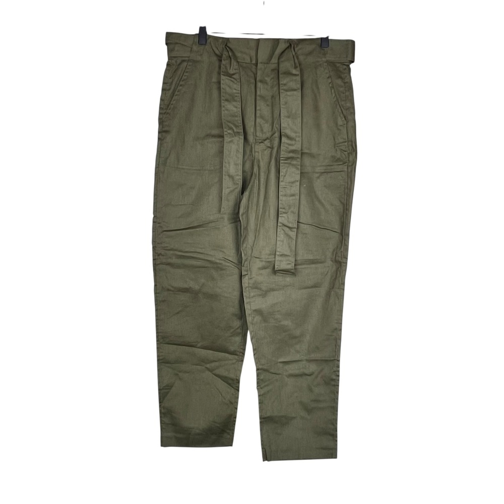 Banana Republic Womens Olive Green Linen Blend Utility Tie Waist Pants Size 10
